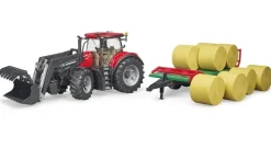 Bruder Case IH Optum 300CVX Toy Tractor and Bale Transport Trailer