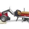 Bruder Massey Ferguson 7480 with Front Loader and Timber Trailer Toy