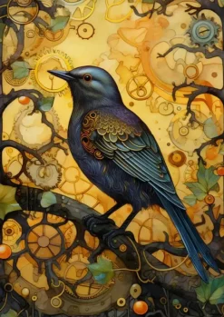 Greeting Card - Clockwork Raven by A.K. Skipsey
