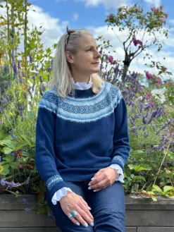 Harley of Scotland Women's Fair Isle Yoke Crew Sweater