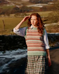 Harley of Scotland Women's Fairisle Pattern Crew Slipover