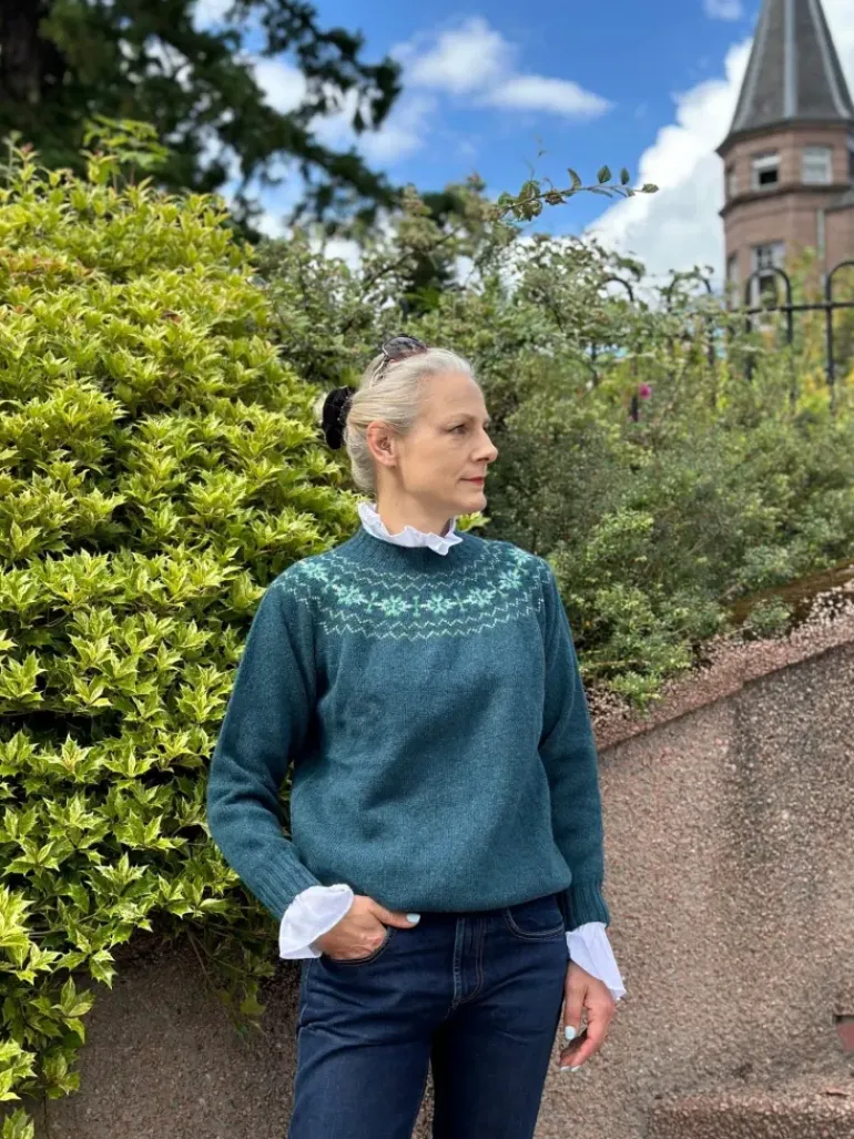 Harley of Scotland Women's Fair Isle Yoke Sweater