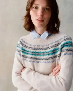 Harley of Scotland Women's Fair Isle Yoke Sweater