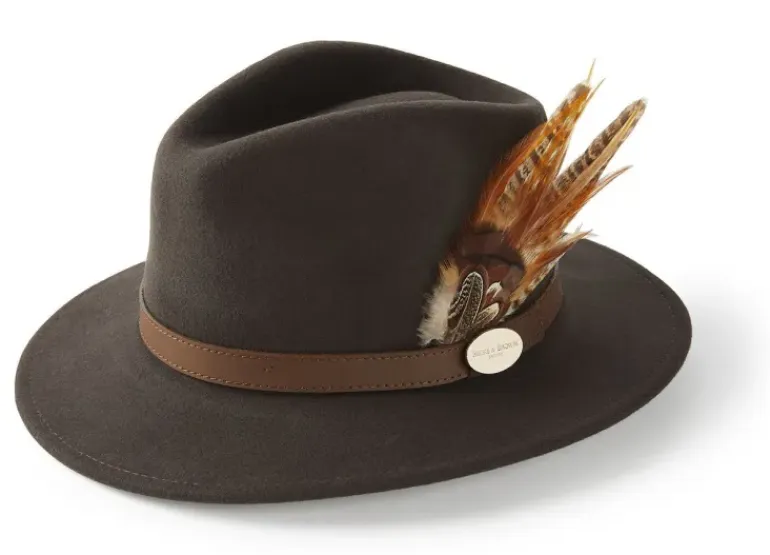 Hicks & Brown Suffolk Fedora Hat (Gamebird Feather)