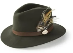 Hicks & Brown Suffolk Fedora Hat Fawn Feather (Guinea & Pheasant Feather)