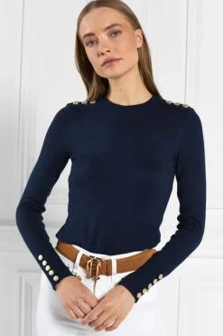 Holland Cooper Button Knit Crew Neck