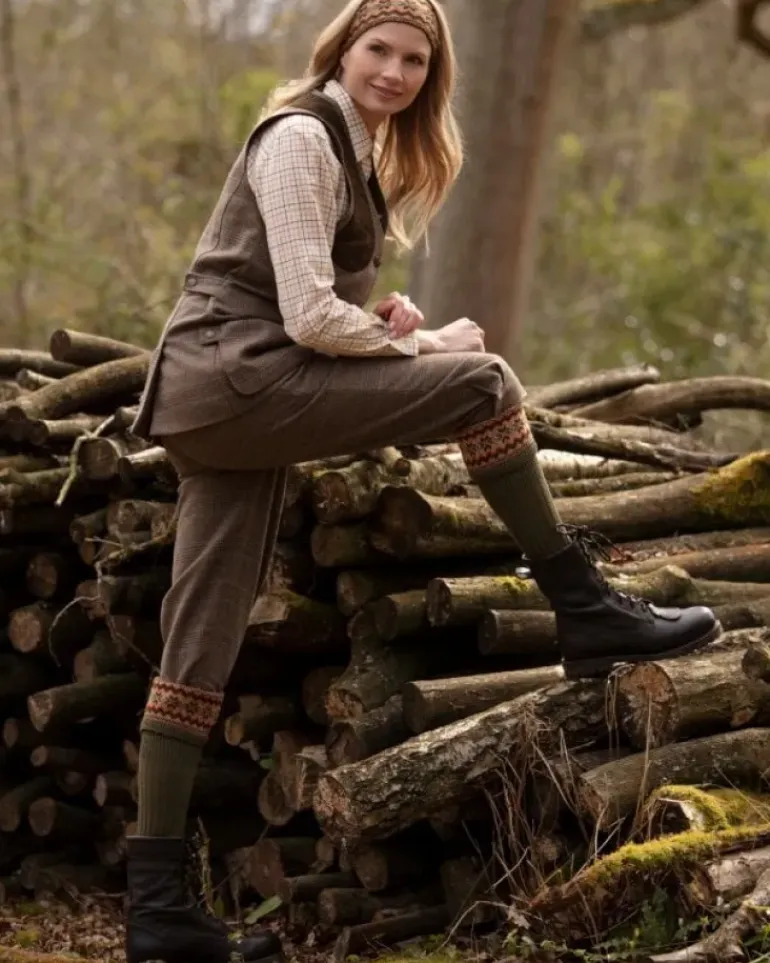 House of Cheviot Lady Fairisle Sock Dark Olive