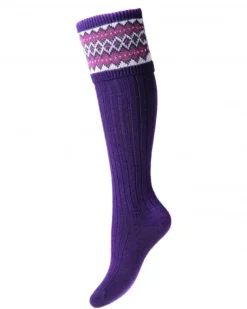 House Of Cheviot Lady Fairisle Sock Thistle