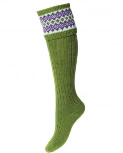 House Of Cheviot Lady Fairisle Sock Moss