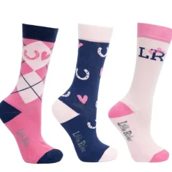 Hy Equestrian Pony Fantasy Bamboo Socks Little Rider - Pink/Navy
