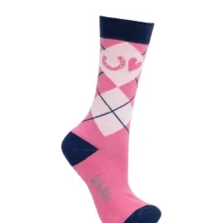 Hy Equestrian Pony Fantasy Bamboo Socks Little Rider - Pink/Navy
