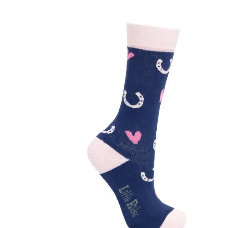 Hy Equestrian Pony Fantasy Bamboo Socks Little Rider - Pink/Navy