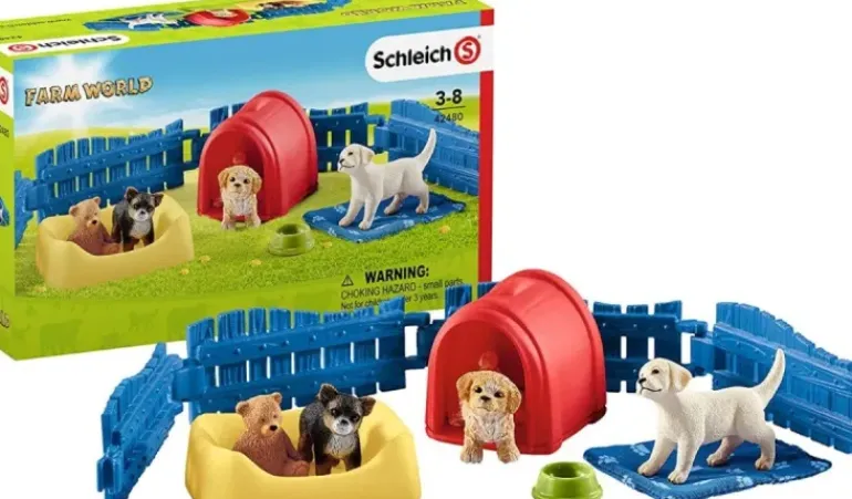 Schleich Puppy Pen Toy Set
